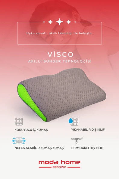Moda Home Bedding 2 Adet Visco Cervical Boyun Fıtığı, Visco yastık, Ortopedik yastık - 2