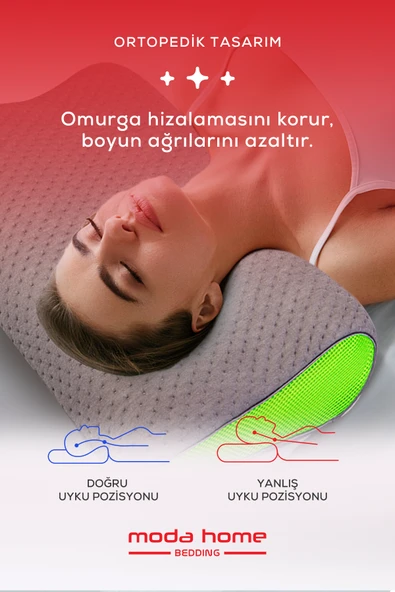 Moda Home Bedding 2 Adet Visco Cervical Boyun Fıtığı, Visco yastık, Ortopedik yastık - 3