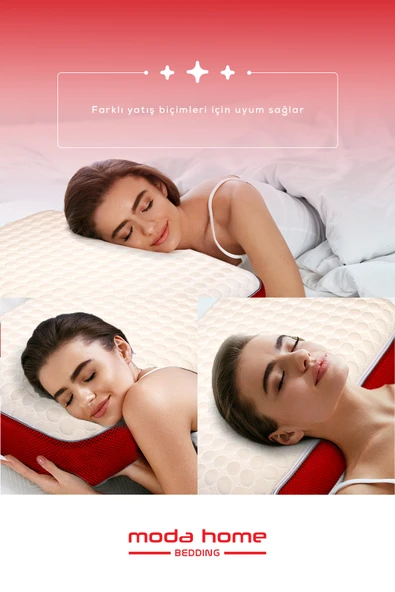 Moda Home Bedding 2 Adet Visco Bubbli Tombik Yastık BORDO , Visco yastık, Ortopedik yastık - 3