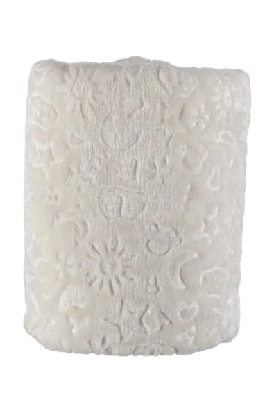 Beyaz Bebek Çocuk Battaniyesi, Kabartmalı, Yumuşak, İnce Mevsimlik 90 x 110 cm Örtü - 2