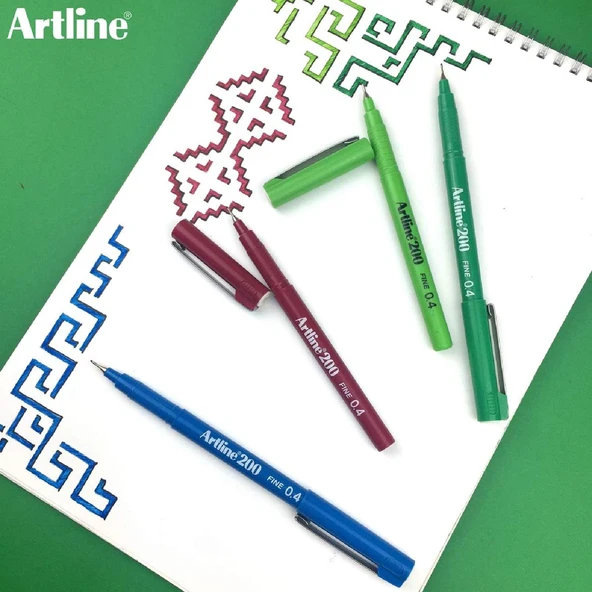 Artline 200N 0.4 mm İnce Uçlu Fineliner Yazı ve Çizim Kalemi 12 Renk - 5