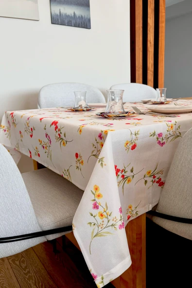 LOOM & LAUREL Baskılı Yıkanabilir Masa Örtüsü Mutfak Bahçe Piknik Masa Örtüsü (140x140, 140x200) - Resim 2