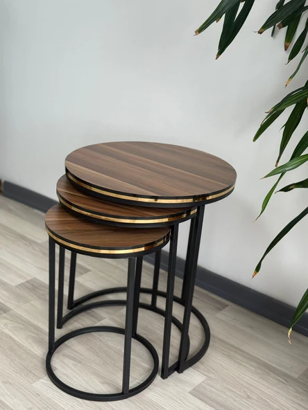 Mira 3lü Zigon Sehpa C Sehpa Gold Detay Yan Sehpa Sehpa Takımı Salon Oturma Salonu Ofis - 2