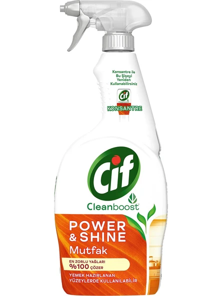 Cif Power Shine Cleanboost Sprey Temizleyici Mutfak İçin Temizleyici ve Yağ Çözücü 750 ML