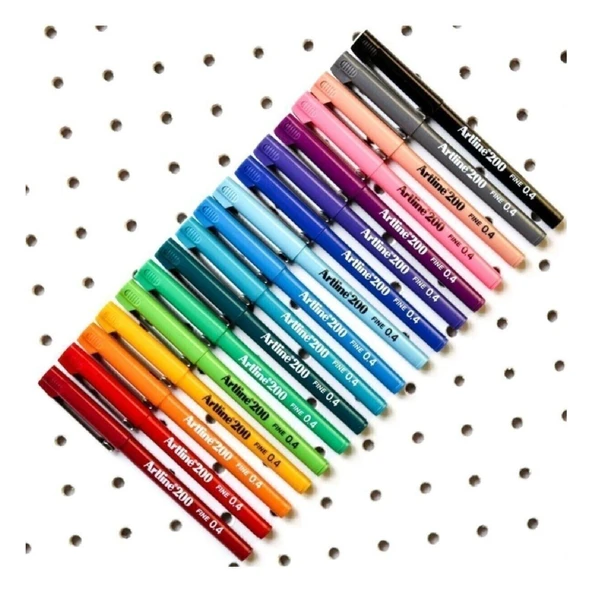 Artline 200N 0.4 mm İnce Uçlu Fineliner Yazı ve Çizim Kalemi 10 Renk