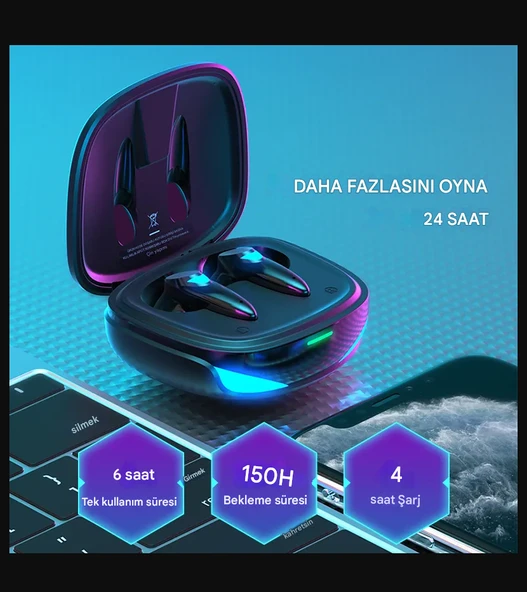 QASUL Rgb Işıklı  Mikrofonlu 3 Modlu Bluetooth 5.2 Yeni Nesil Kablosuz Oyuncu Kulaklığı - 2