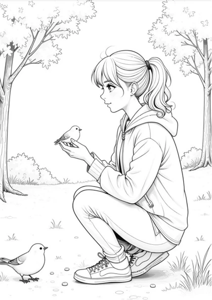 Liseli KIZ Anime Boyama Kitabı (Renkli Anime Poster Hediyeli) - 3