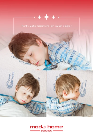 Moda Home Bedding 2 Adet Visco Comfy Çocuk Yastığı MAVİ, Visco yastık, Ortopedik yastık - 4