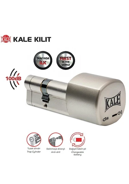 Kale 164 ASYN UZUN TİP 71 mm PİLİ DEĞİŞEBİLEN mandallı tuzaklı ALARMLI barel silindir, kilit göbeği - 3