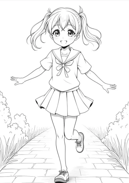 Liseli KIZ Anime Boyama Kitabı (Renkli Anime Poster Hediyeli) - 4