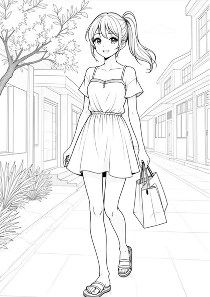 Liseli KIZ Anime Boyama Kitabı (Renkli Anime Poster Hediyeli) - 5