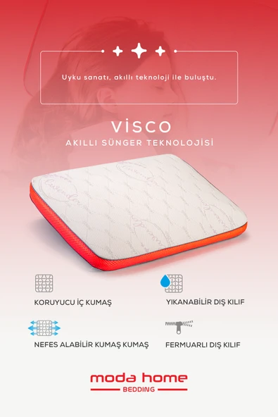 Moda Home Bedding 2 Adet Visco Comfy Çocuk Yastığı PEMBE, Visco yastık, Ortopedik yastık - 2