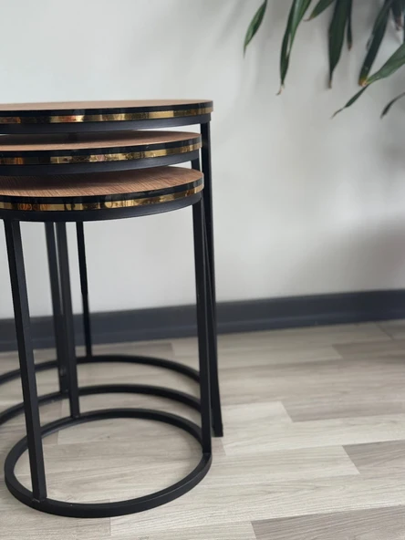 Lara 3lü Zigon Sehpa C Sehpa Yan Sehpa Sehpa Takımı Salon Oturma Salonu Ofis - 4