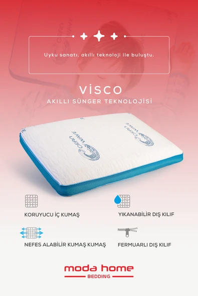 Moda Home Bedding 2 Adet Visco Comfy Çocuk Yastığı MAVİ, Visco yastık, Ortopedik yastık - 2
