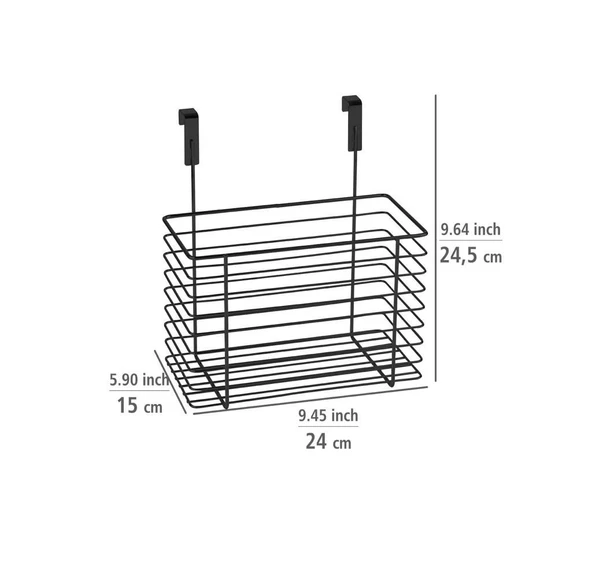Dolap Kapak Asmalı Çok Amaçlı Düzenleyici  24 x 24,5 x 15 cm, siyah - 3