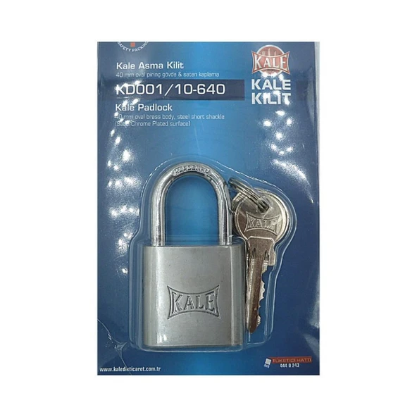 Kale KD001/10-640 prinç asma kilit 40 mm nikel kaplamalı - 3