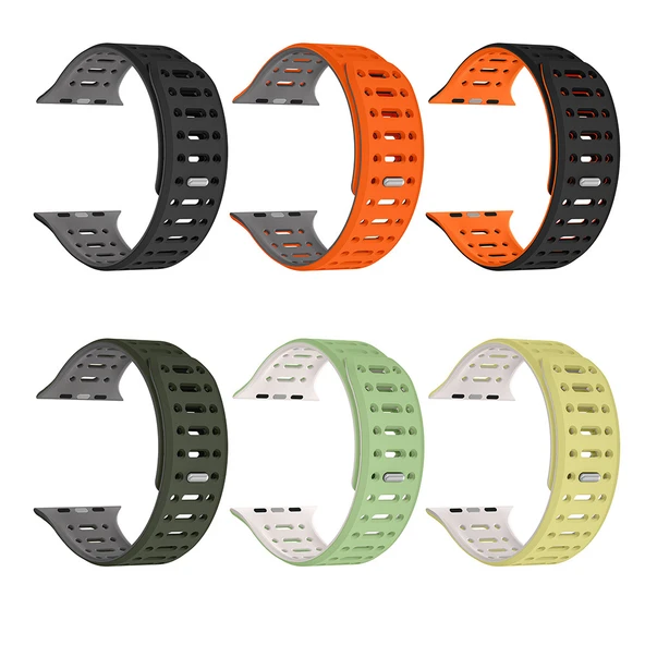 Apple Watch 10/11 42mm-38/40/41mm Kordon Renkli 3Delikli Esnek Silikon Strap 124 2/3/4/5/6/se/7/8/9 - 3