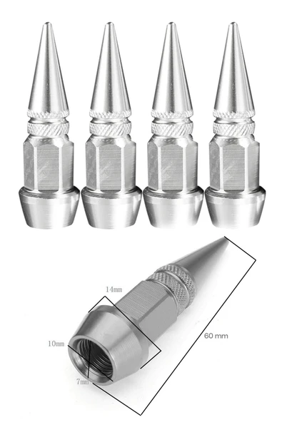 Oto Araba Sibop Kapağı Seti Metal Sivri 4'lü Set Krom 60 Mm - 2