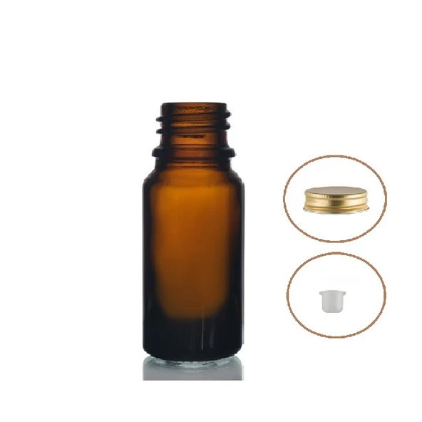30ml kahverengi şişe sarı metal düz kapaklı, 24 adet, cam şişe, esans şişesi, yağ şişesi, kozmetik şişesi