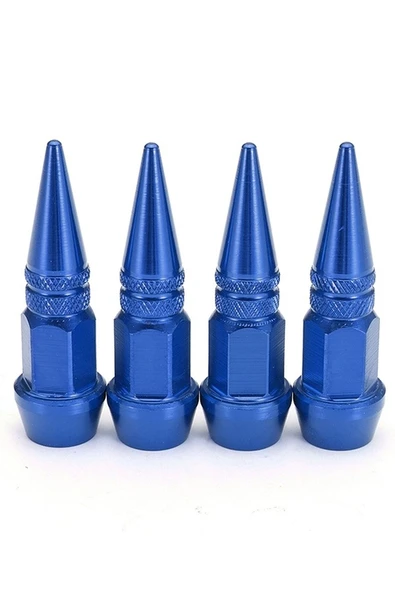 Oto Araba Sibop Kapağı Seti Metal Sivri 4'lü Set Mavi 45 Mm - 3