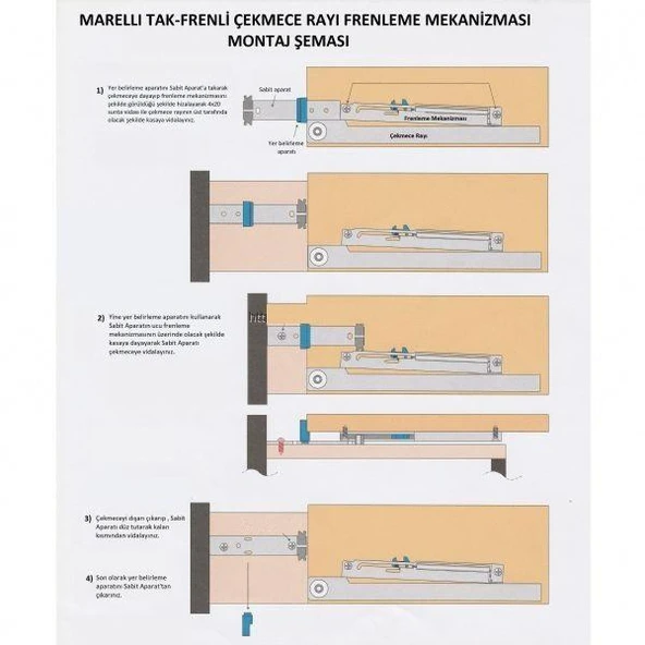 Marelli Tak-Frenli frenleme mekanizması çekmece rayı için - 3