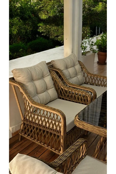 Luxe Haven Rattan Oturma Grubu (6 Ad Tekli x 90x160 Masa) - 3