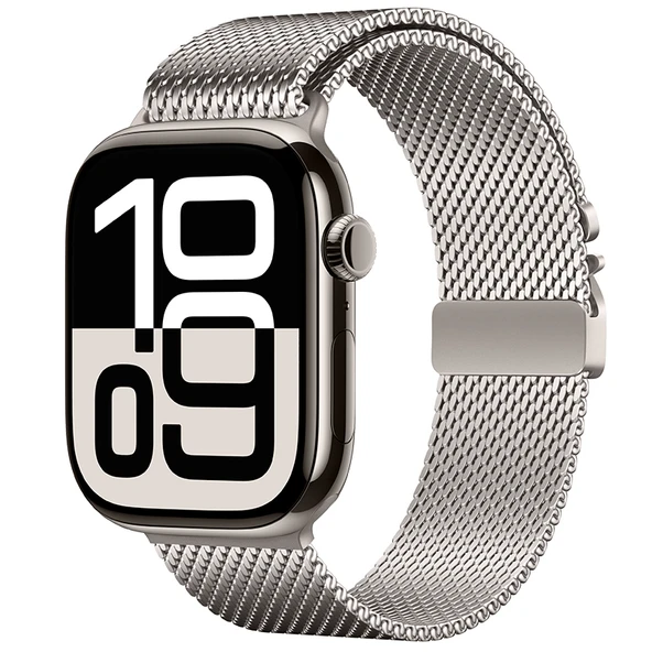 Apple Watch 10 Serisi 42mm - 38/40/41mm Kordon Titanyum Kelebek Klipsli Milano Loop 121