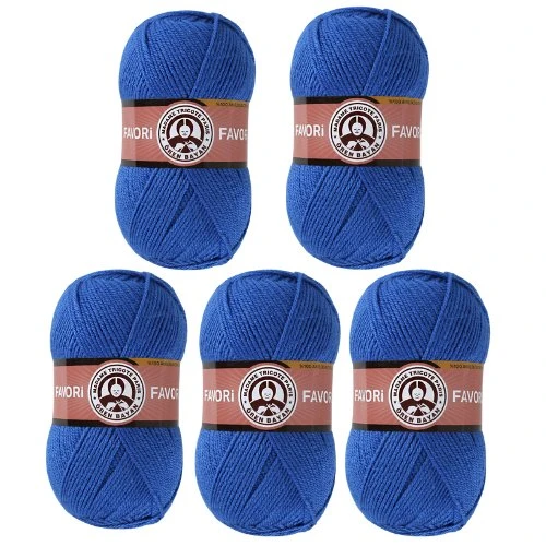 Ören Bayan Favori Örgü İpi - Saks Mavisi - 5'Li Paket - ( Renk Kodu : 016 )