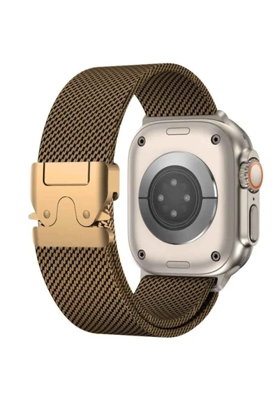 Apple Watch 10/11 Serisi 46mm Kordon Titanyum Kelebek Klipsli Milano Loop 121 - Resim 3