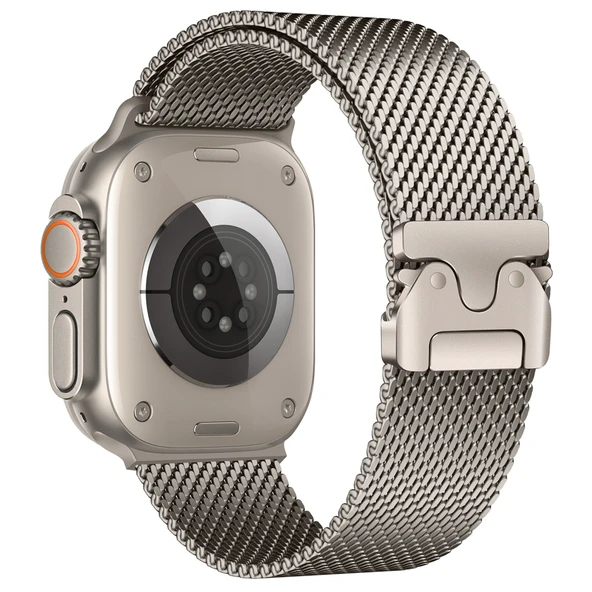 Apple Watch 7/8/9 45mm Kordon Titanyum Kelebek Klipsli Milano Loop 121 - 9