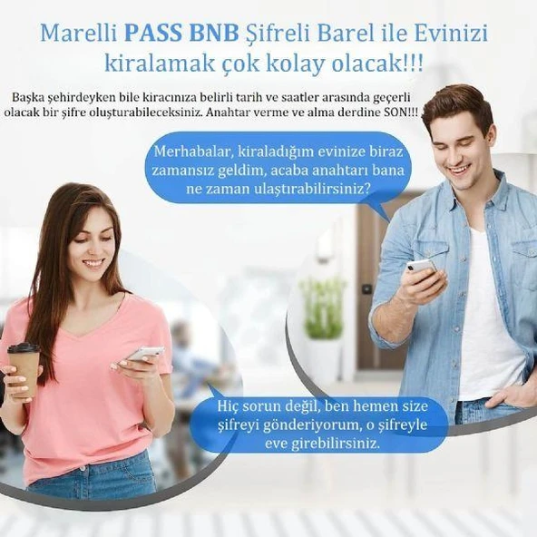 Marelli PASS BNB air bnb fonksiyonlu şifreli çelik kapı kilidi kapı göbeği - Resim 3