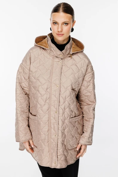 Ekol Büyük Beden Kapitone Kadın Manto 25EKL07843 - 7