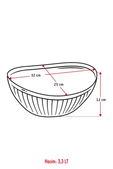 Akrilik Barok Füme Büyük Oval Meyve & Salata Kasesi & Karıştırma Kabı / 3,3 Lt  (CAM DEĞİLDİR) - 5