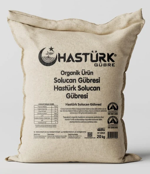 Hastürk %100 Organik Solucan Gübresi 20 Kg Çuval