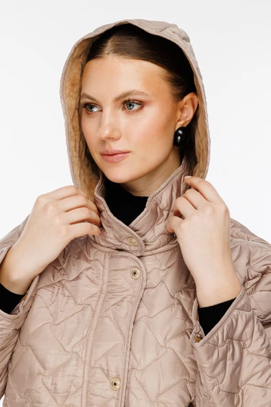 Ekol Büyük Beden Kapitone Kadın Manto 25EKL07843 - 9