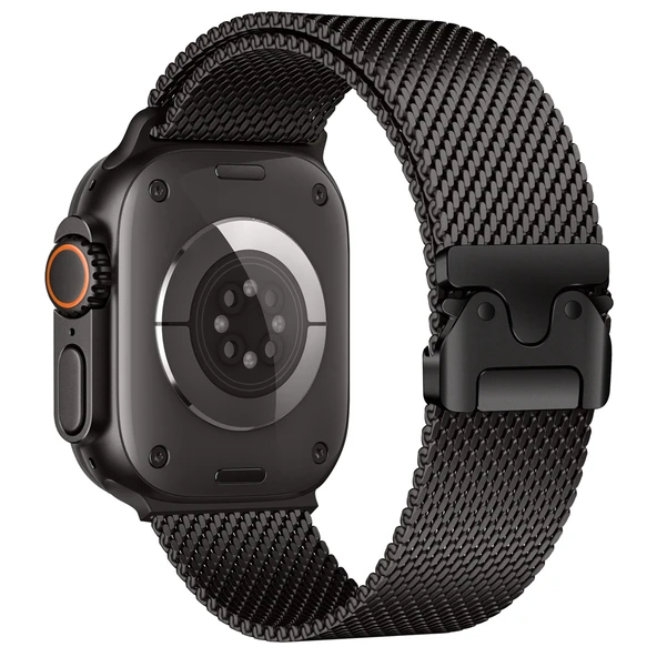 Apple Watch 10/11 Serisi 46mm Kordon Titanyum Kelebek Klipsli Milano Loop 121 - 9