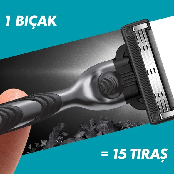 Gillette Mach 3 Charcoal Tıraş Makinesi + 6 Up Yedek Tıraş Bıçağı + Premium Stand - Resim 5