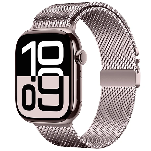 Apple Watch 10 Serisi 42mm Kordon Titanyum Kelebek Klipsli Milano Loop 121