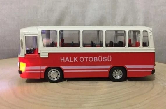 Oyuncak Işıklı Sesli 1/36 Çek Bırak Kırmızı Halk Otobüsü - 3