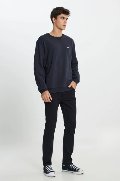 Riders by Lee  Regular Fit %100 Pamuk Bisiklet Yaka Siyah Şardonlu Sweatshirt L81IRY01S - 3
