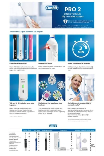 Oral-B Pro 2 2500 Cross Action Pembe Şarjlı Diş Fırçası - 11