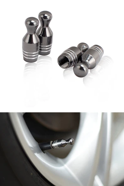 Oto Araba Sibop Kapağı Seti Metal Görünümlü Bowling 4'lü Set Krom - 3