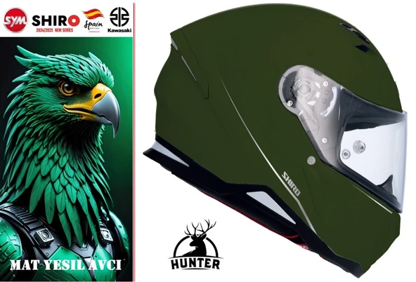 SHIRO KASK 100065 FULLFACE HUNTER M.C MATT_M GREEN - 2