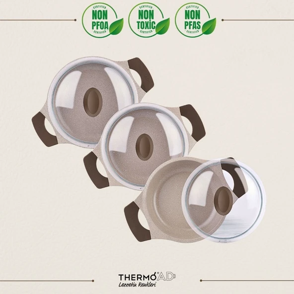 ThermoAD | 9 parça Tava ve Sahan Seti | Graneu Serisi | Vizon - 3