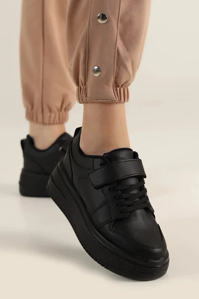 Albishoes Kadın Bantlı Kalın Taban 5 CM Hafif Rahat Taban Kadın Yüksek Taban Bantlı Spor Ayakkabı - 2