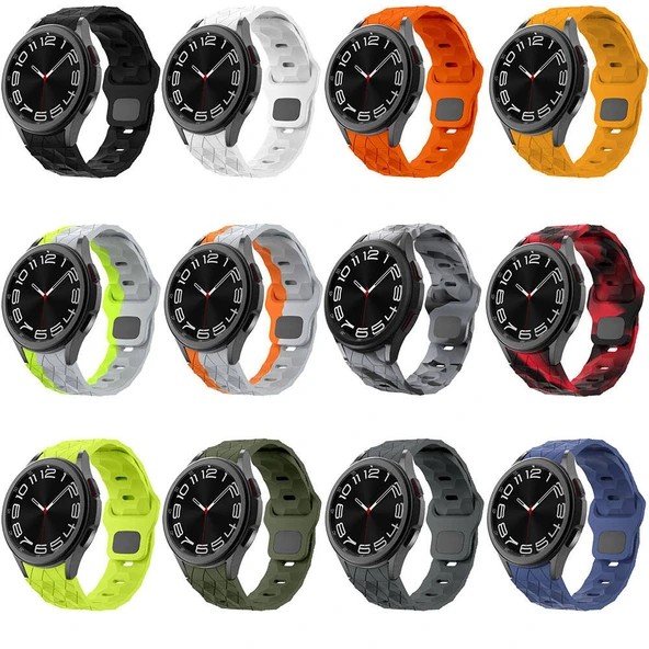 Samsung Galaxy Watch 4 5 6 7 FE 40 40 44 Classic 42 43 46 47 mm Kordon Futbol Topu Prizma Dizayn Silikon 116 - 2