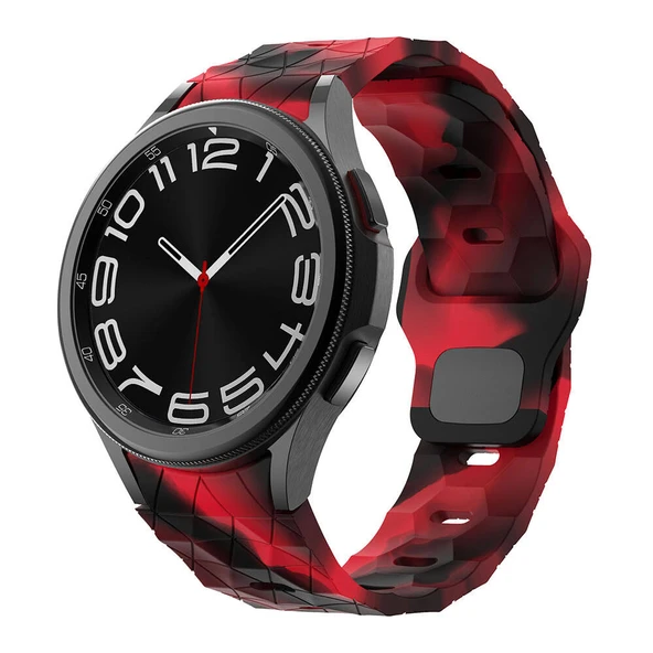 Samsung Galaxy Watch 4 5 6 7 FE 40 40 44 Classic 42 43 46 47 mm Kordon Futbol Topu Prizma Dizayn Silikon 116 - 12