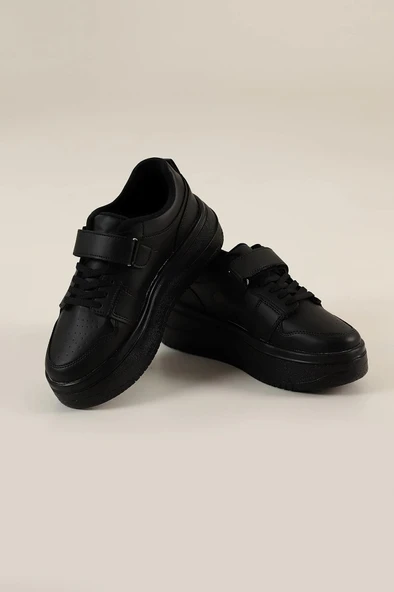 Albishoes Kadın Bantlı Kalın Taban 5 CM Hafif Rahat Taban Kadın Yüksek Taban Bantlı Spor Ayakkabı - 4