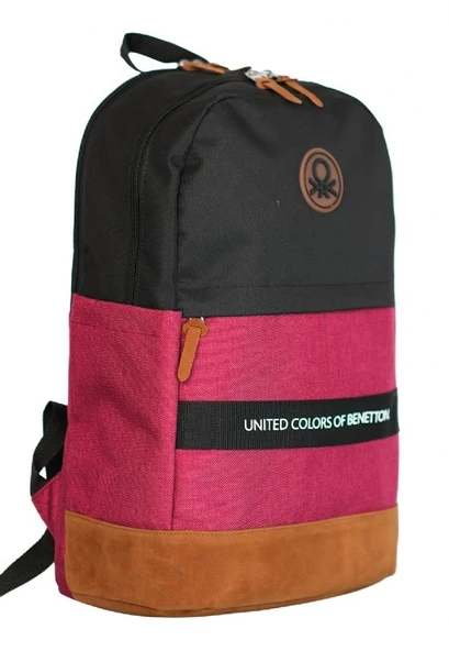 United Colors Of Benetton Üç Bölmeli Retro Erkek Çocuk Sırt Çantası - Siyah-Kırmızı - Günlük Okul Seyahat - Resim 2