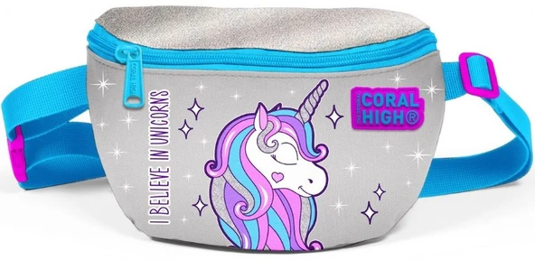 Coral High Kız Çocuk Gümüş Unicorn Çocuk Günlük Bel Çantası